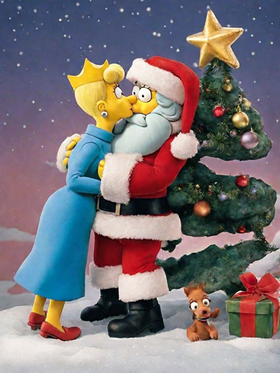 00100-20231127215359-7780-Marge Simpson kissing Santa  ClaymationX-before-highres-fix.jpg